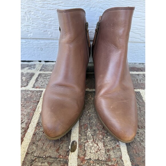 Frye Boots Judith Womens 8.5M Side Zip Ankle Bootie 3471733-WHE Brown Heels - Picture 3 of 8